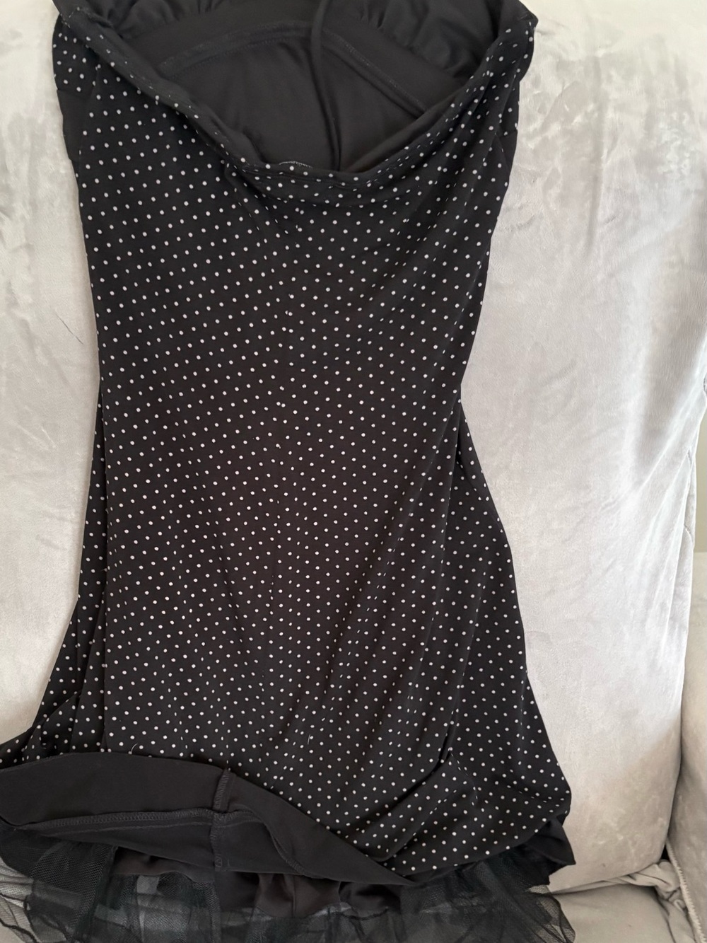 Black Polka Dot Strapless Dress